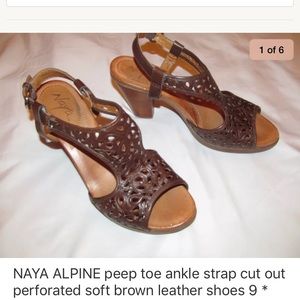 NAYA ALPINE cutout ankle strap peep toe  shoes 9